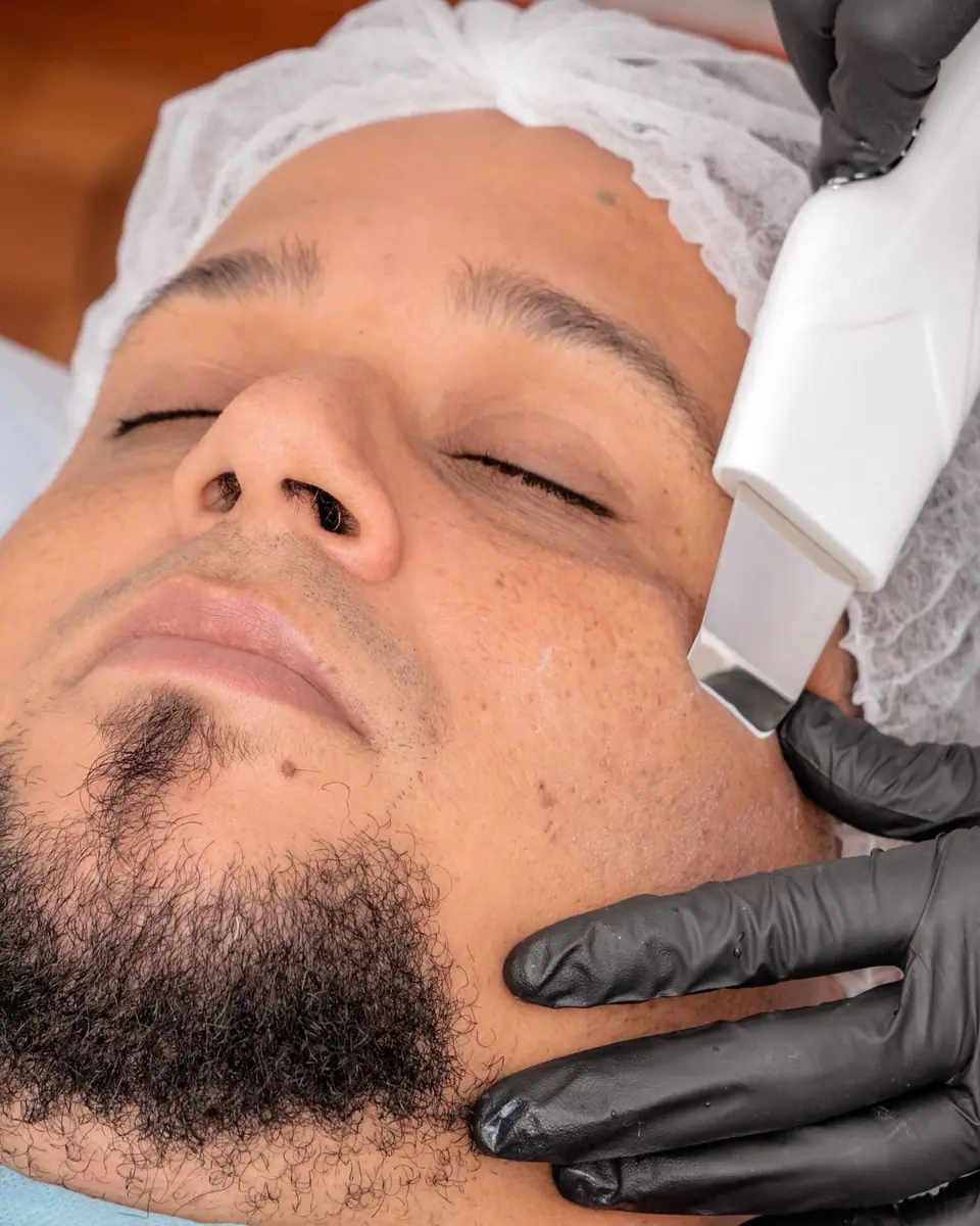 Facial Pria — Pembersihan dan perawatan yang memperhatikan kulit berjenggot dan berminyak.
